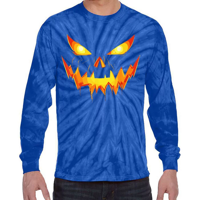 Jack O Lantern Face Pumpkin Scary Halloween Costume Funny Tie-Dye Long Sleeve Shirt