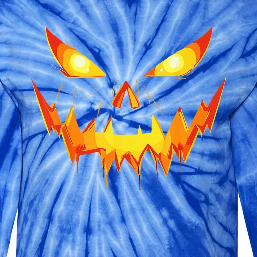 Jack O Lantern Face Pumpkin Scary Halloween Costume Funny Tie-Dye Long Sleeve Shirt