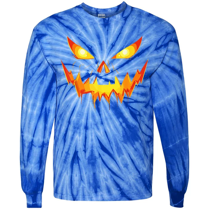 Jack O Lantern Face Pumpkin Scary Halloween Costume Funny Tie-Dye Long Sleeve Shirt