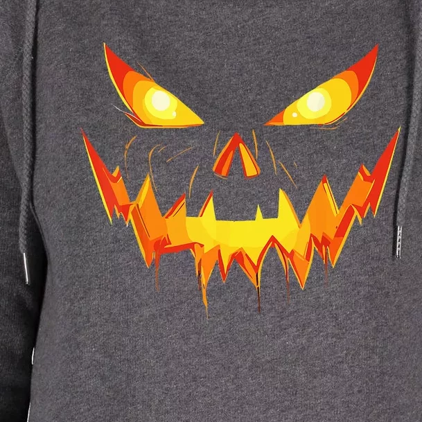 Jack O Lantern Face Pumpkin Scary Halloween Costume Funny Womens Funnel Neck Pullover Hood