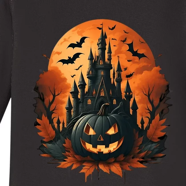 Jack O Lantern Face | Halloween Pumpkin | Spooky Baby Long Sleeve Bodysuit