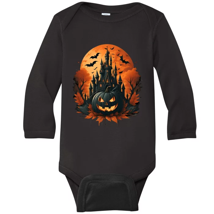 Jack O Lantern Face | Halloween Pumpkin | Spooky Baby Long Sleeve Bodysuit