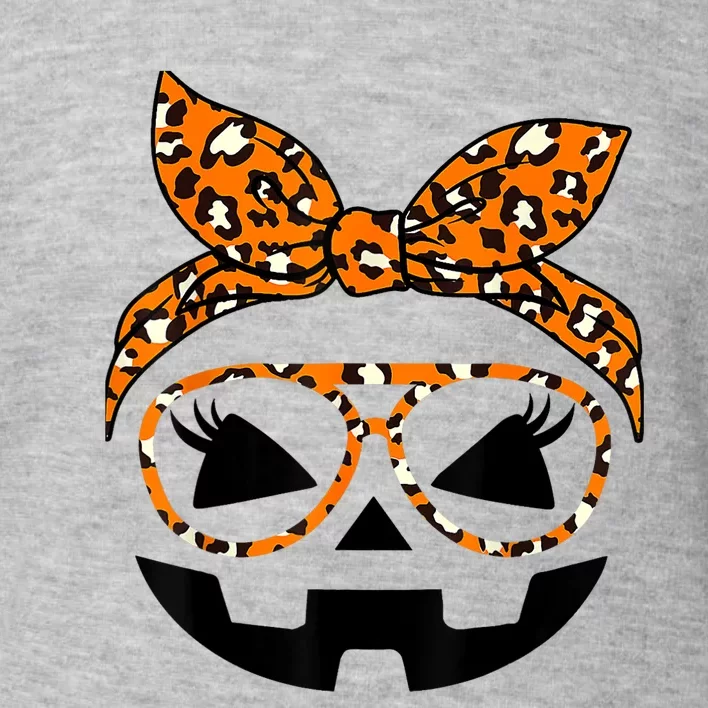 Jack O Lantern Face Pumpkin Hallowen Leopard Print Glasses Toddler Sweatshirt