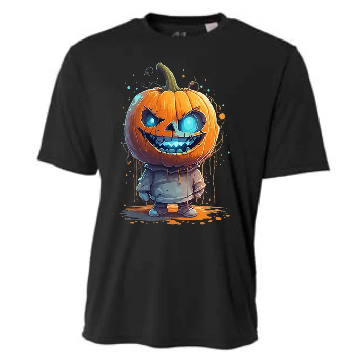 Jack O Lantern Face Pumpkin Hallowen Costume Scary Cooling Performance Crew T-Shirt