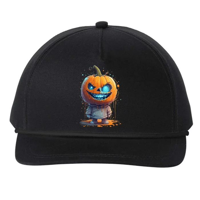 Jack O Lantern Face Pumpkin Hallowen Costume Scary Snapback Five-Panel Rope Hat