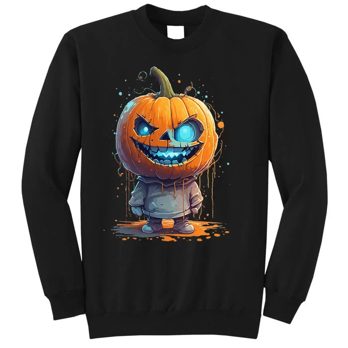 Jack O Lantern Face Pumpkin Hallowen Costume Scary Tall Sweatshirt