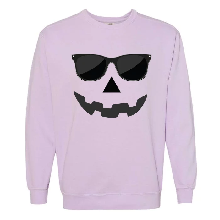 Jack O Lantern Pumpkin Face Sunglasses Hallowen Costume Gift Garment-Dyed Sweatshirt