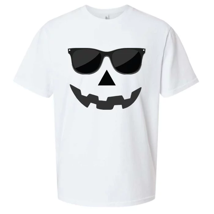 Jack O Lantern Pumpkin Face Sunglasses Hallowen Costume Gift Sueded Cloud Jersey T-Shirt