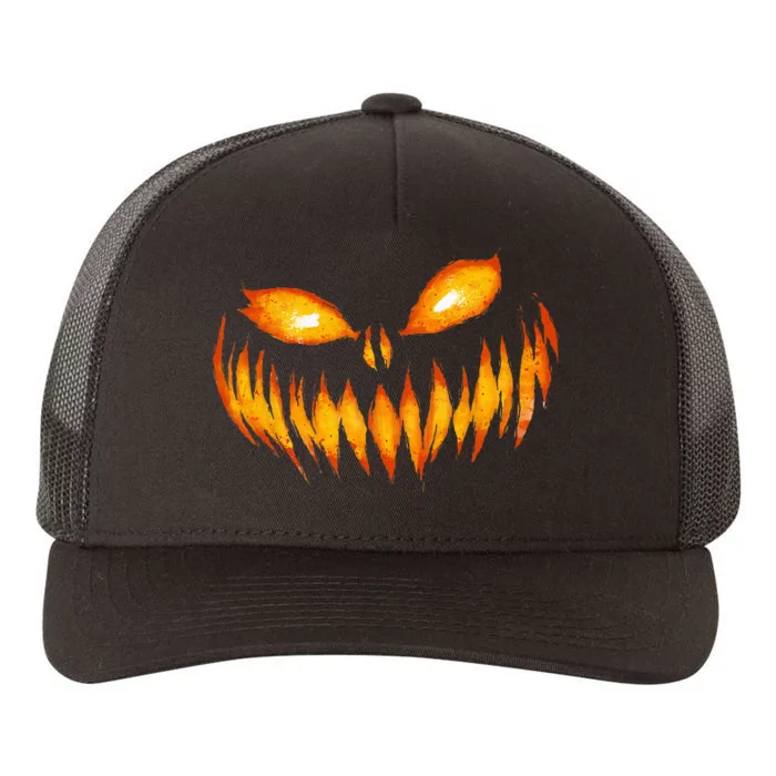 Jack O Lantern Scary Carved Pumpkin Face Halloween Costume Yupoong Adult 5-Panel Trucker Hat