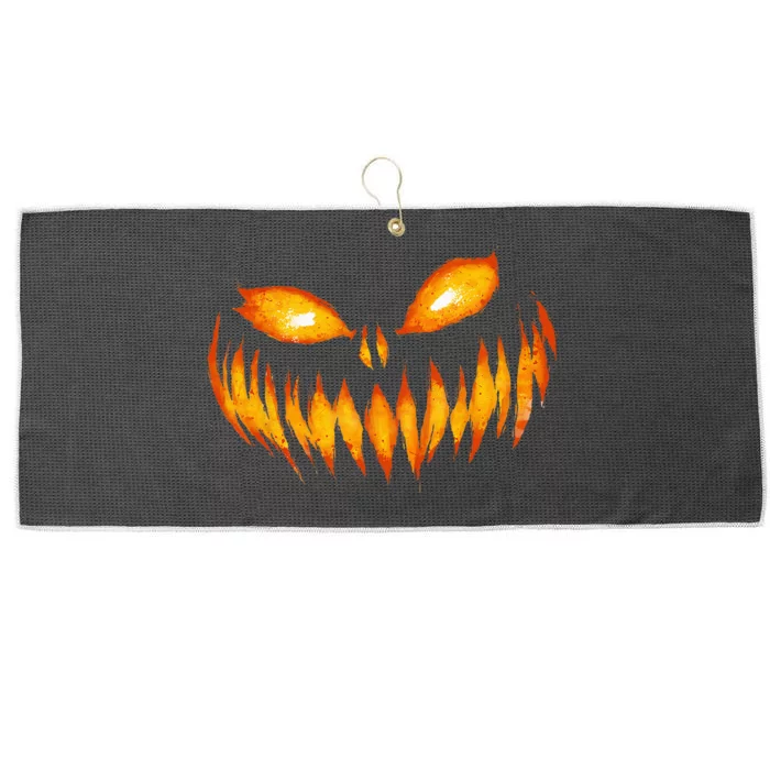 Jack O Lantern Scary Carved Pumpkin Face Halloween Costume Large Microfiber Waffle Golf Towel