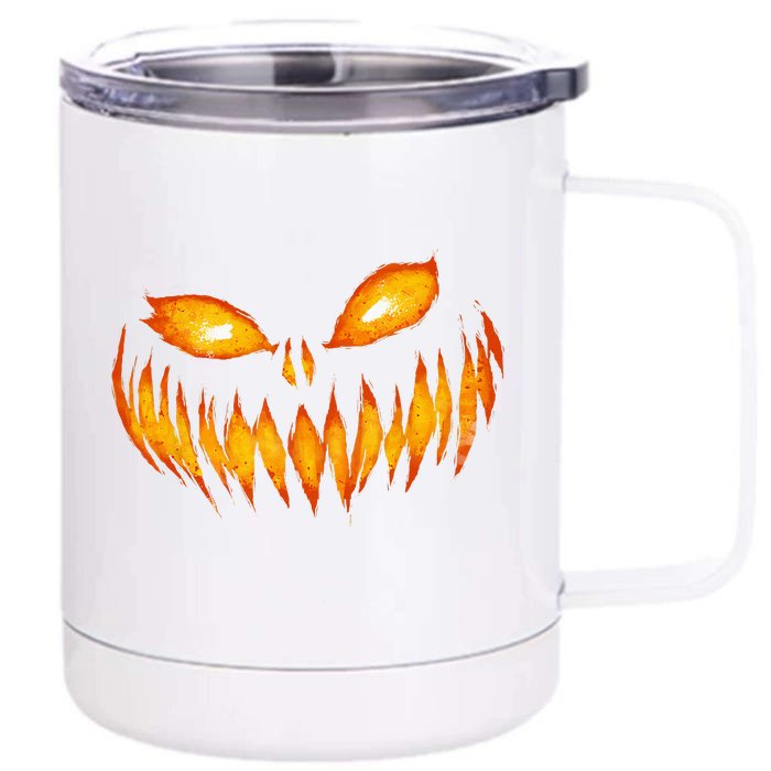 Jack O Lantern Scary Carved Pumpkin Face Halloween Costume Front & Back 12oz Stainless Steel Tumbler Cup