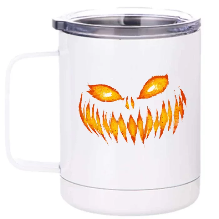 Jack O Lantern Scary Carved Pumpkin Face Halloween Costume Front & Back 12oz Stainless Steel Tumbler Cup