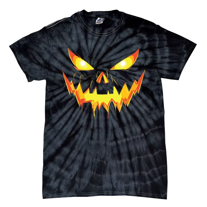 Jack O Lantern Face Pumpkin Scary Halloween Costume Funny Tie-Dye T-Shirt