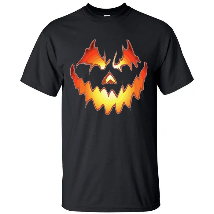 Jack O Lantern Scary Pumpkin Face Funny Halloween Tall T-Shirt