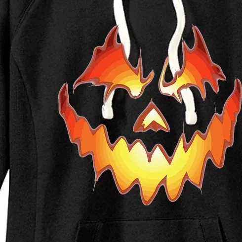 Jack O Lantern Scary Pumpkin Face Funny Halloween Women's Fleece Hoodie