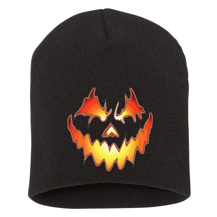 Jack O Lantern Scary Pumpkin Face Funny Halloween Short Acrylic Beanie