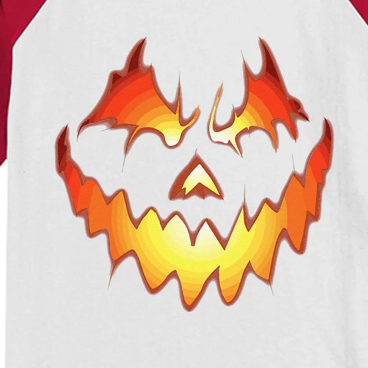 Jack O Lantern Scary Pumpkin Face Funny Halloween Kids Colorblock Raglan Jersey