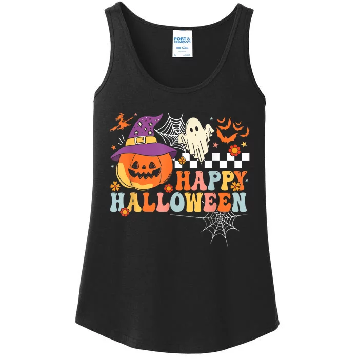 Jack O Lantern Pumpkin Boo Happy Halloween Costume Ladies Essential Tank