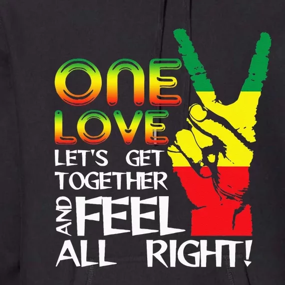 Jamaica One Love Reggae Caribbean Music Pride Flag Premium Hoodie