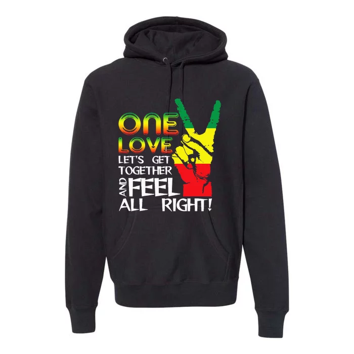 Jamaica One Love Reggae Caribbean Music Pride Flag Premium Hoodie