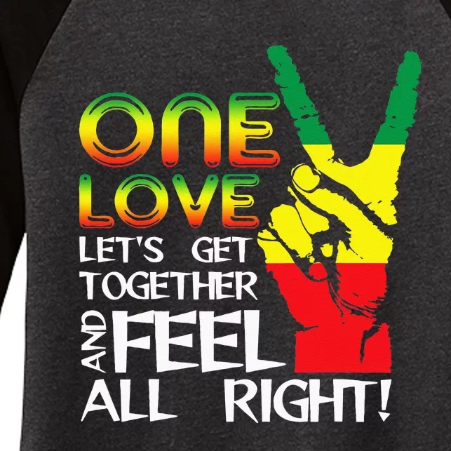 Jamaica One Love Reggae Caribbean Music Pride Flag Women's Tri-Blend 3/4-Sleeve Raglan Shirt