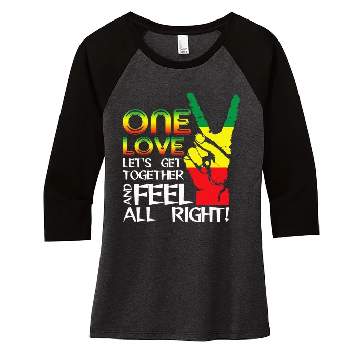 Jamaica One Love Reggae Caribbean Music Pride Flag Women's Tri-Blend 3/4-Sleeve Raglan Shirt