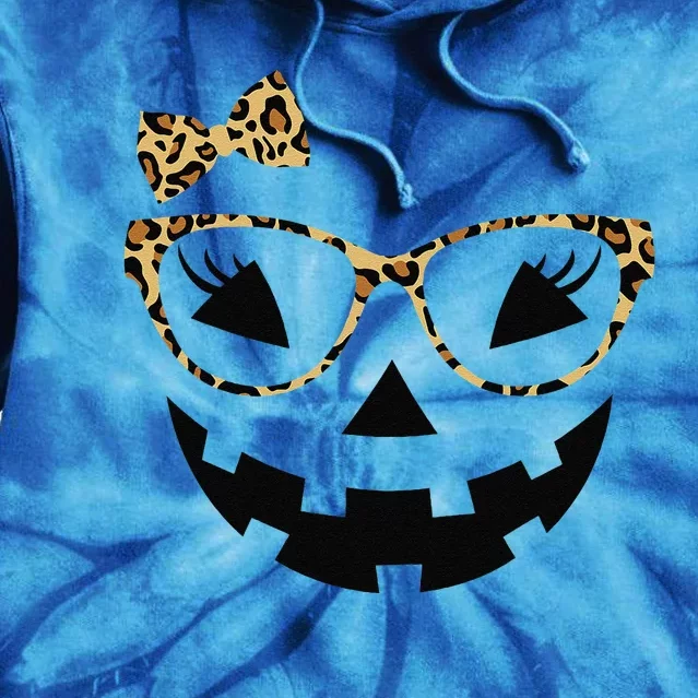 Jack O Lantern Face Leopard Glasses Halloween Pumpkin Funny Tie Dye Hoodie