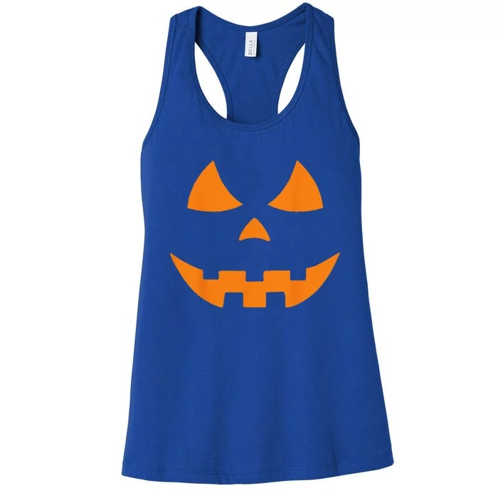 Jack O Lantern Scary Carved Pumpkin Face Halloween Costume Women's Racerback Tank