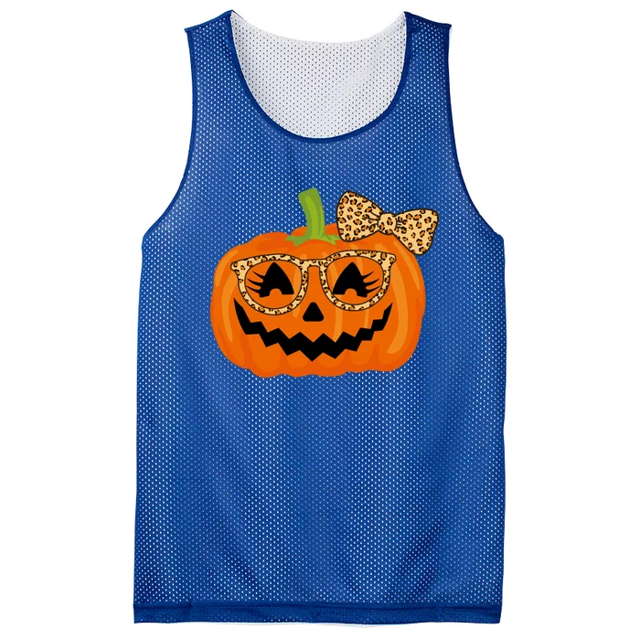 Jack O Lantern Face Pumpkin Halloween Leopard Print Glasses Gift Mesh Reversible Basketball Jersey Tank