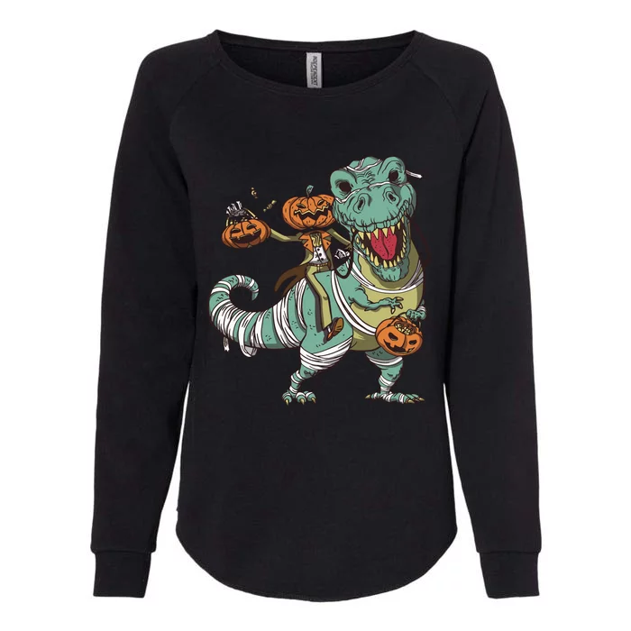 Jack O Lantern Riding T Rex Womens California Wash Sweatshirt