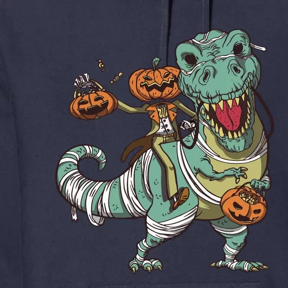 Jack O Lantern Riding T Rex Premium Hoodie