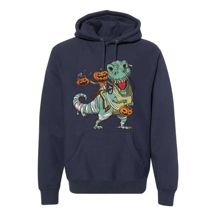 Jack O Lantern Riding T Rex Premium Hoodie