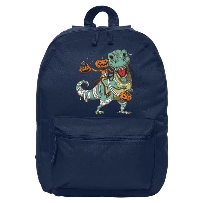 Jack O Lantern Riding T Rex 16 in Basic Backpack