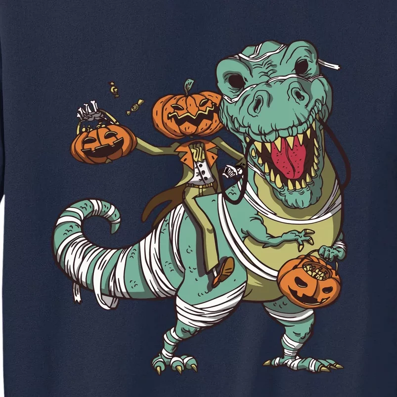 Jack O Lantern Riding T Rex Tall Sweatshirt