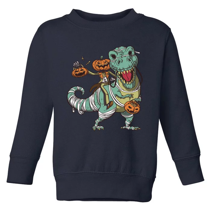 Jack O Lantern Riding T Rex Toddler Sweatshirt