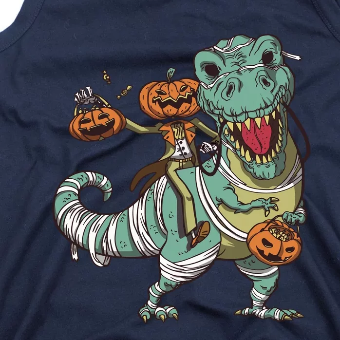 Jack O Lantern Riding T Rex Tank Top