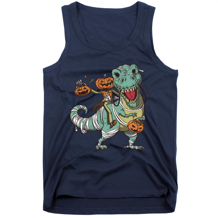 Jack O Lantern Riding T Rex Tank Top