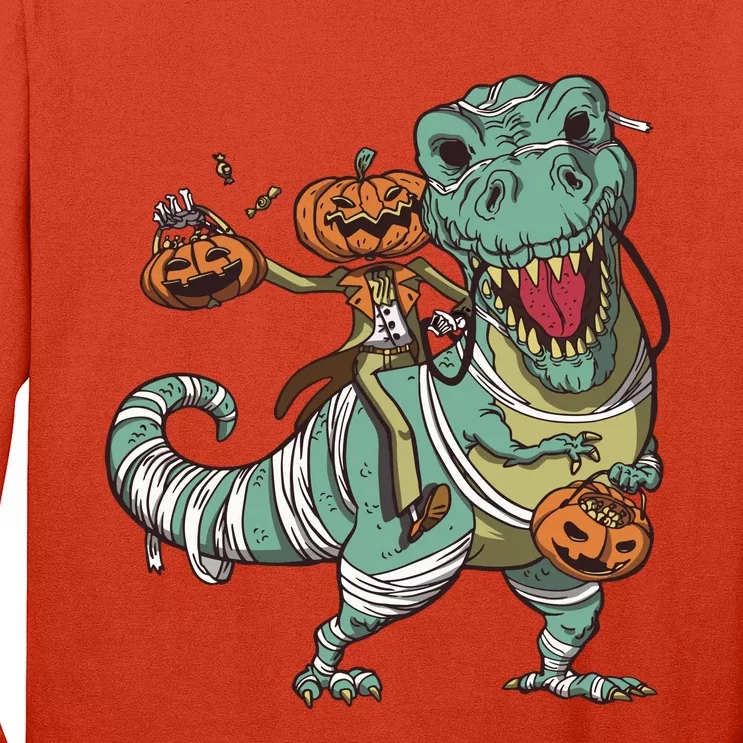 Jack O Lantern Riding T Rex Long Sleeve Shirt