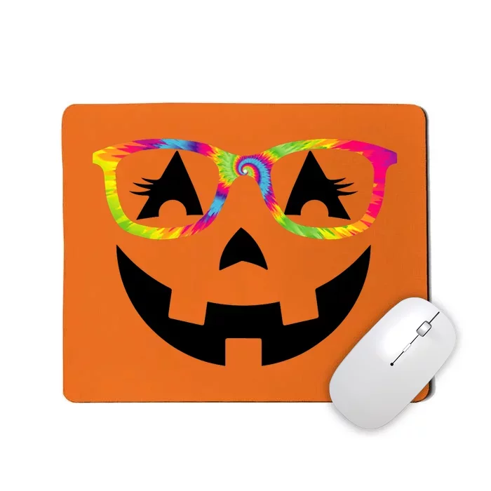 Jack O Lantern With Glasses Teacher Halloween Tie Dye Mousepad