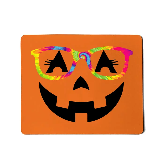 Jack O Lantern With Glasses Teacher Halloween Tie Dye Mousepad