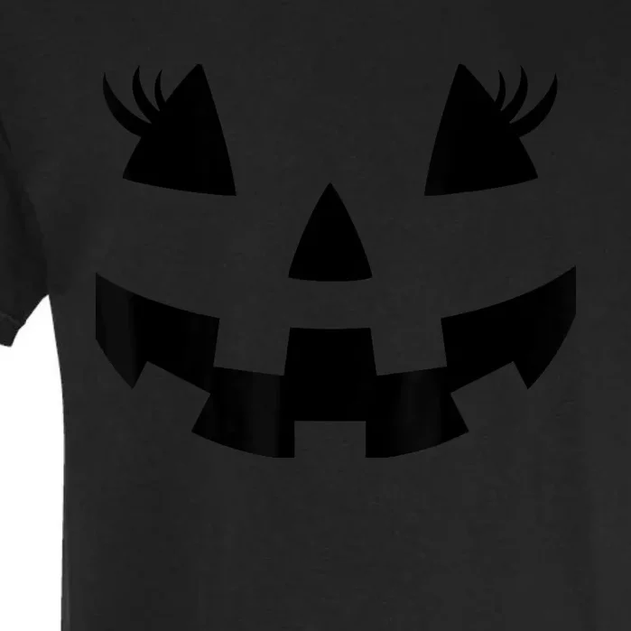 Jack O Lantern Face Pumpkin Eyelashes Hallowen Costume Funny Garment-Dyed Heavyweight T-Shirt