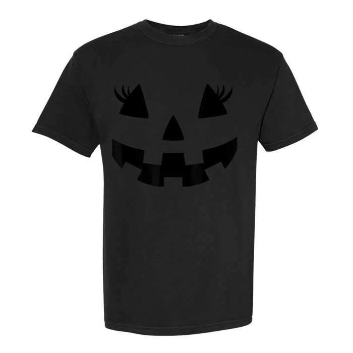 Jack O Lantern Face Pumpkin Eyelashes Hallowen Costume Funny Garment-Dyed Heavyweight T-Shirt