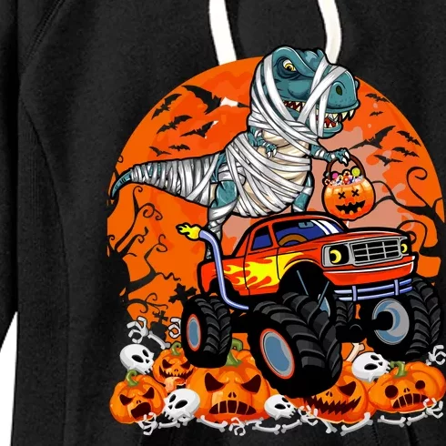 Jack O Lantern Pumpkin Monster Truck Halloween Costume Women's Fleece Hoodie