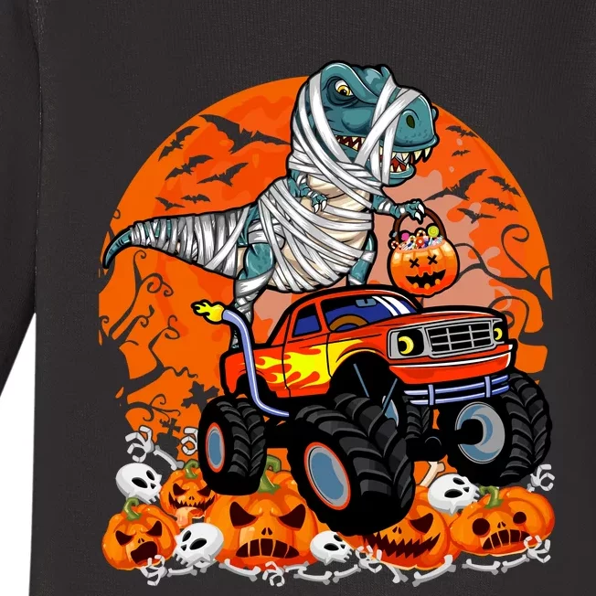 Jack O Lantern Pumpkin Monster Truck Halloween Costume Baby Long Sleeve Bodysuit