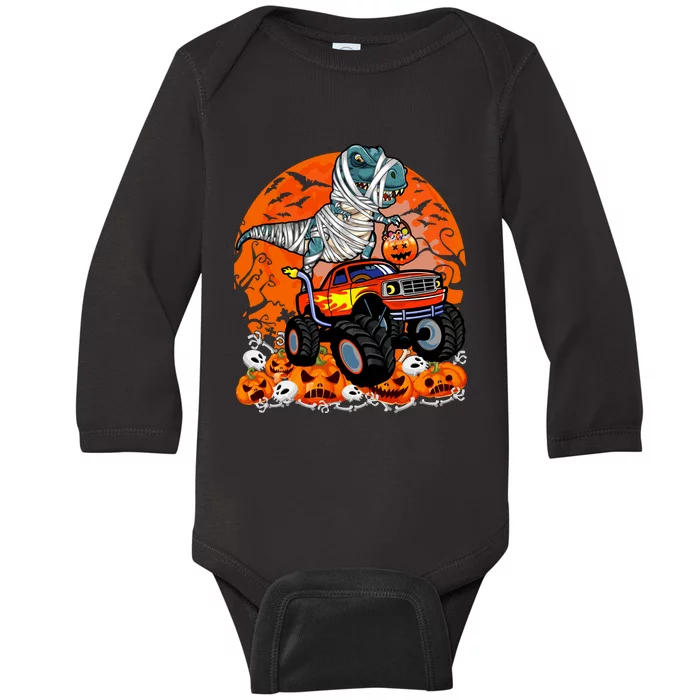 Jack O Lantern Pumpkin Monster Truck Halloween Costume Baby Long Sleeve Bodysuit