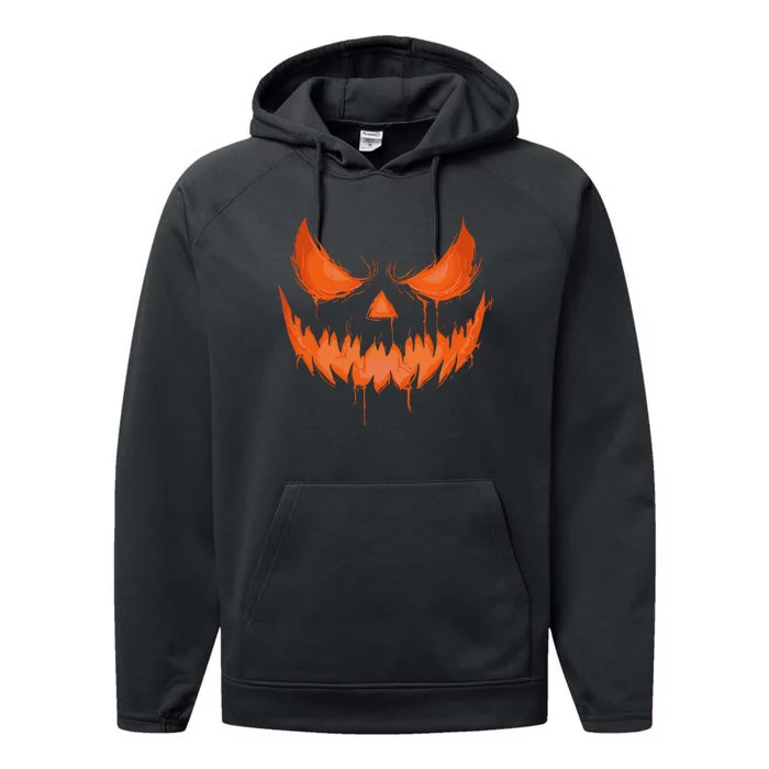 Jack O Lantern Scary Spooky Carved Halloween Pumpkin Face Performance Fleece Hoodie