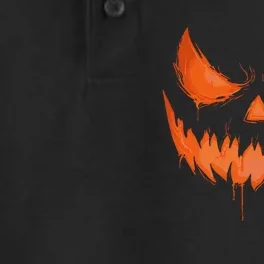 Jack O Lantern Scary Spooky Carved Halloween Pumpkin Face Dry Zone Grid Performance Polo