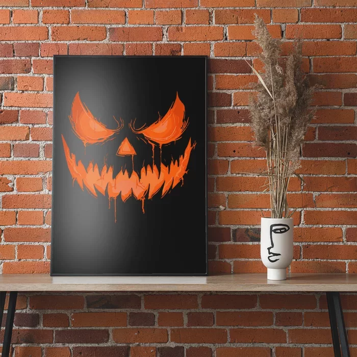 Jack O Lantern Scary Spooky Carved Halloween Pumpkin Face Poster