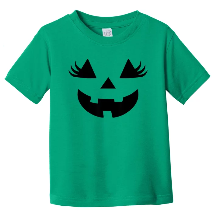 Jack O Lantern Face Pumpkin Eyelashes Halloween Women G.Irls Toddler T-Shirt