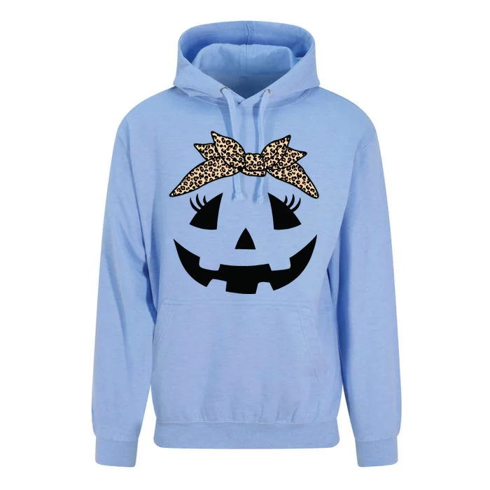 Jack O Lantern Pumpkin Leopard Face For Girl Halloween Unisex Surf Hoodie